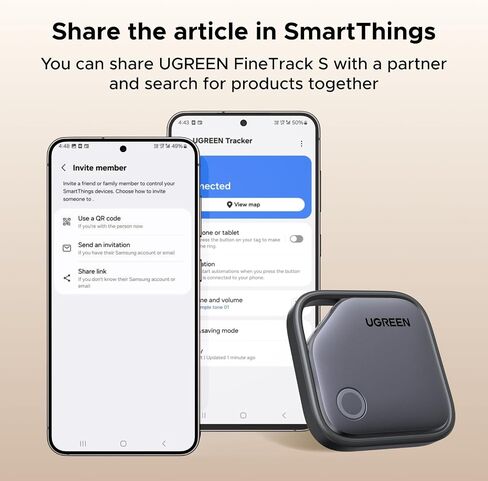 UGREEN FineTrack S 2-Pack Bluetooth Tracker Tags Work with Samsung SmartThings APP (Samsung Only), 550-Days Replaceable Battery Item Finder Smart Tag for Key Luggage Passport in Saudi Arabia