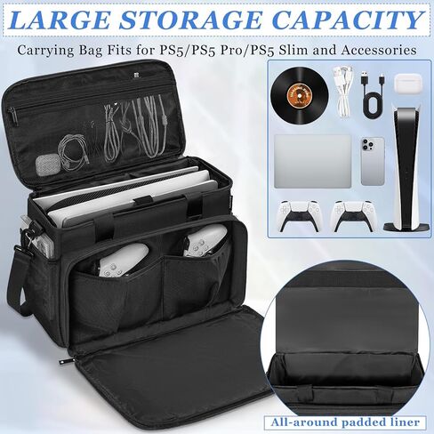 Tactical Carrying Bag Compatible with PS5/PS5 Pro/PS5 Slim Console, Travel Console Carry Case with Multi-Pockets for 15.6" Laptop, Controllers, Discs and More Accessories in Saudi Arabia