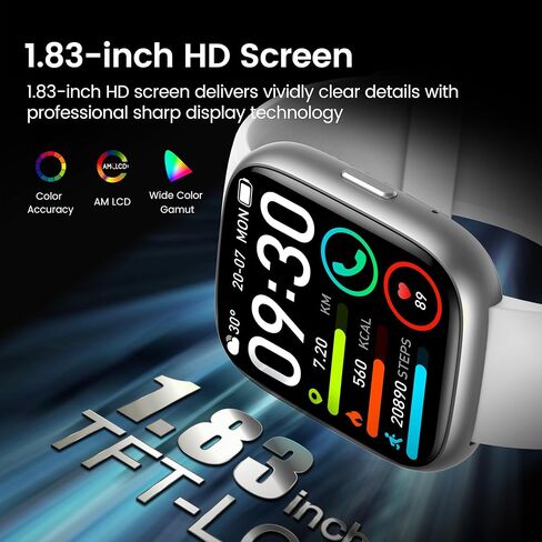Smart Watch with Alexa Built-in, 1.83" HD Touchscreen Fitness Tracker with Bluetooth Calling, Fitness Watch with Heart Rate/Sleep Monitor, 120+ Sports Modes, IP68 Waterproof Smartwatch for Android iOS in Saudi Arabia