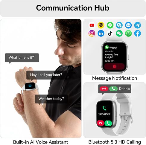 Smart Watch with Alexa Built-in, 1.83" HD Touchscreen Fitness Tracker with Bluetooth Calling, Fitness Watch with Heart Rate/Sleep Monitor, 120+ Sports Modes, IP68 Waterproof Smartwatch for Android iOS in Saudi Arabia