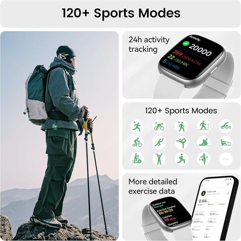 Smart Watch with Alexa Built-in, 1.83" HD Touchscreen Fitness Tracker with Bluetooth Calling, Fitness Watch with Heart Rate/Sleep Monitor, 120+ Sports Modes, IP68 Waterproof Smartwatch for Android iOS in Saudi Arabia