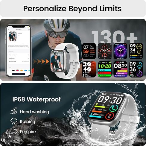 Smart Watch with Alexa Built-in, 1.83" HD Touchscreen Fitness Tracker with Bluetooth Calling, Fitness Watch with Heart Rate/Sleep Monitor, 120+ Sports Modes, IP68 Waterproof Smartwatch for Android iOS in Saudi Arabia