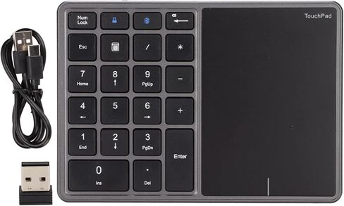 Ejoyous Wire Less Number Pad, 2 in 1 22 Keys 2.4G Portable Mini Numeric Keypad Numpad with Touchpad Trackpad for Laptop PC Computer Desktop Notebook (Black) in Saudi Arabia