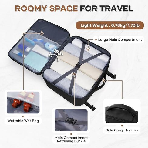 UPPACK Travel Backpack For Women Men Travel Bag Watreproof Hiking Backpack College Laptop Backpack for Traveling on Airplane Travel Essentials Carry on Backpack Flight Approved Grey in Kuwait