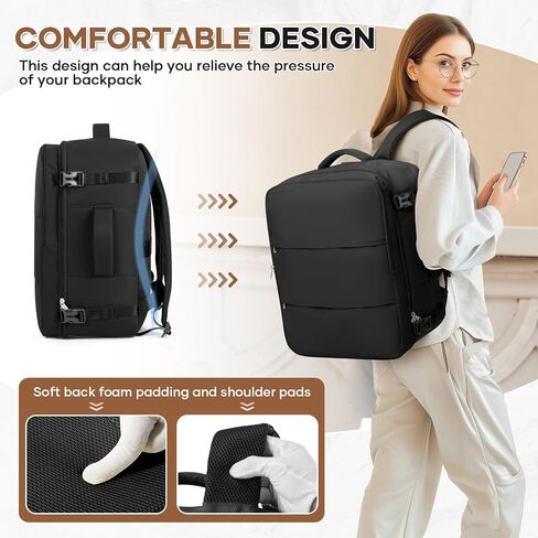UPPACK Travel Backpack For Women Men Travel Bag Watreproof Hiking Backpack College Laptop Backpack for Traveling on Airplane Travel Essentials Carry on Backpack Flight Approved Grey in Kuwait