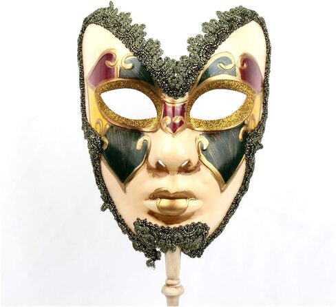 YU FENG Venetian Mask On a Stick Mardi Gras Mask for Women Masquerade Party Prom Ball (White) Halloween/Chrismas Cosplay in Saudi Arabia