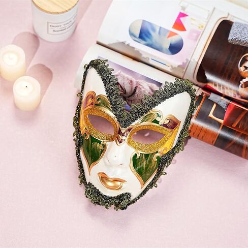 YU FENG Venetian Mask On a Stick Mardi Gras Mask for Women Masquerade Party Prom Ball (White) Halloween/Chrismas Cosplay in Saudi Arabia