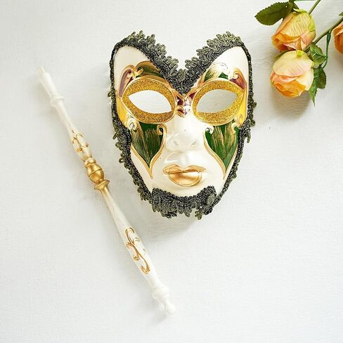 YU FENG Venetian Mask On a Stick Mardi Gras Mask for Women Masquerade Party Prom Ball (White) Halloween/Chrismas Cosplay in Saudi Arabia