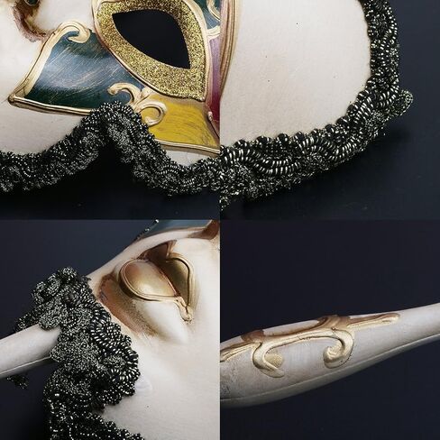YU FENG Venetian Mask On a Stick Mardi Gras Mask for Women Masquerade Party Prom Ball (White) Halloween/Chrismas Cosplay in Saudi Arabia