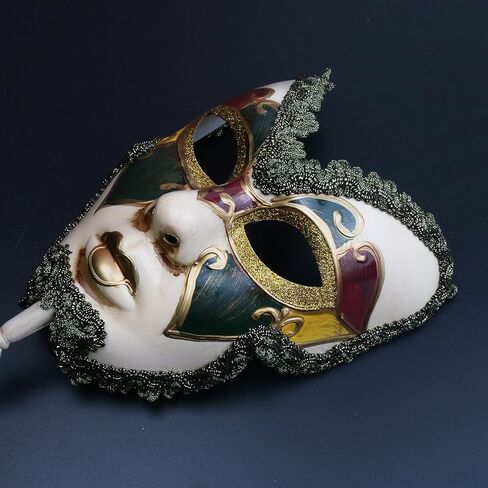 YU FENG Venetian Mask On a Stick Mardi Gras Mask for Women Masquerade Party Prom Ball (White) Halloween/Chrismas Cosplay in Saudi Arabia