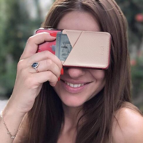 حامل بطاقة الهاتف Biajiya ، غلاف جلدي Glitter Pu ، حامل بطاقة الائتمان عصا على الهاتف لمعظم الهواتف الذكية في iPhone Samsung (Rosegold) in Kuwait