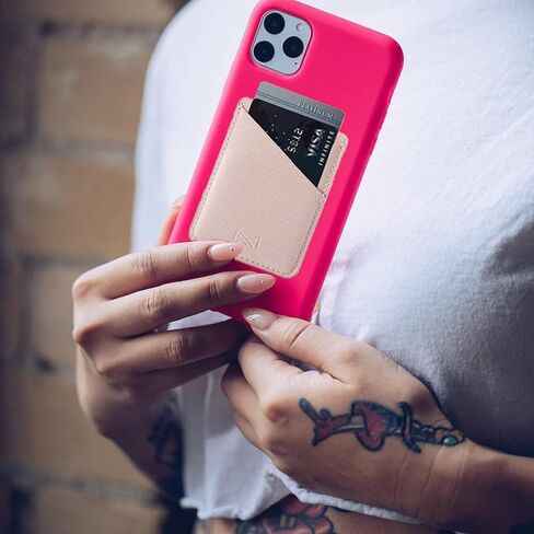 حامل بطاقة الهاتف Biajiya ، غلاف جلدي Glitter Pu ، حامل بطاقة الائتمان عصا على الهاتف لمعظم الهواتف الذكية في iPhone Samsung (Rosegold) in Kuwait