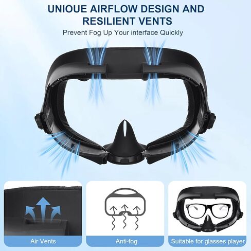 غطاء واجهة الوجه لـ META Quest 3 PACE PAD-حرير جليدي قابل للتعديل ووساء PU VR ، قناع الوجه البديل للتنفس ، حجب الخفيفة وإبلاغ سهل التنظيف in Kuwait