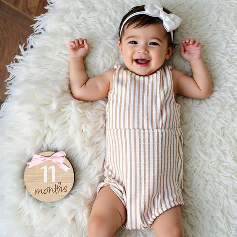 Kate & Milo Wooden Baby Monthly Milestone Photo Props, Round Discs with Classic Cursive Script, Double-Sided Photo Markers for Baby Announcements and Growth Pictures, 1-12 Months in Saudi Arabia