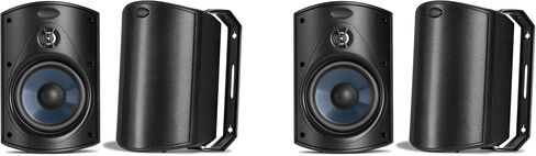 Polk Audio Atrium 4 مكبرات صوت خارجية مع حاوية رد الفعل باس | 4 مكبرات صوت (2 أزواج ، أسود) - متانة في جميع الأحوال الجوية | تغطية صوتية واسعة | نظام تثبيت القفل السريع | 2 أزواج (أسود) in Saudi Arabia