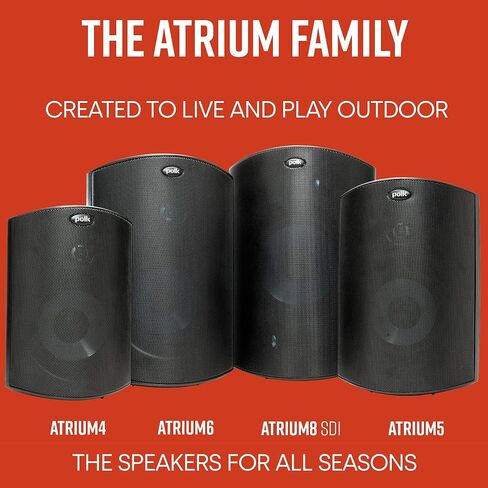 Polk Audio Atrium 4 مكبرات صوت خارجية مع حاوية رد الفعل باس | 4 مكبرات صوت (2 أزواج ، أسود) - متانة في جميع الأحوال الجوية | تغطية صوتية واسعة | نظام تثبيت القفل السريع | 2 أزواج (أسود) in Saudi Arabia