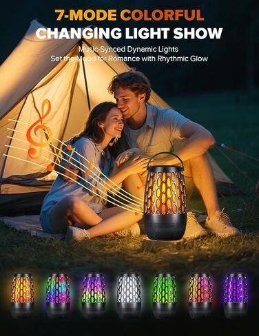 Upgraded Outdoor Speakers with Flame & RGB Lights, 10W HD Stereo, Bluetooth 5.3 Auto-Pairing, Multi-Sync 100+ Speakers, IPX6 Waterproof, Perfect for Patio, Pool, Party | Gifts for Men & Women (2Pack) in Saudi Arabia