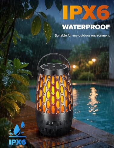 Upgraded Outdoor Speakers with Flame & RGB Lights, 10W HD Stereo, Bluetooth 5.3 Auto-Pairing, Multi-Sync 100+ Speakers, IPX6 Waterproof, Perfect for Patio, Pool, Party | Gifts for Men & Women (2Pack) in Saudi Arabia