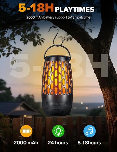Upgraded Outdoor Speakers with Flame & RGB Lights, 10W HD Stereo, Bluetooth 5.3 Auto-Pairing, Multi-Sync 100+ Speakers, IPX6 Waterproof, Perfect for Patio, Pool, Party | Gifts for Men & Women (2Pack) in Saudi Arabia