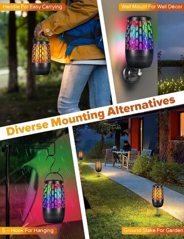 Upgraded Outdoor Speakers with Flame & RGB Lights, 10W HD Stereo, Bluetooth 5.3 Auto-Pairing, Multi-Sync 100+ Speakers, IPX6 Waterproof, Perfect for Patio, Pool, Party | Gifts for Men & Women (2Pack) in Saudi Arabia