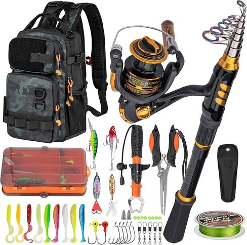 Thkfish Fishing Rod و Skel Combo مع حقيبة ظهر ، وتكييف تدور حول القطب الصيد مع طقم صيد مع سحر الصيد ، كماشة ، ومقبض الشفاه الأسماك للبالغين in Saudi Arabia