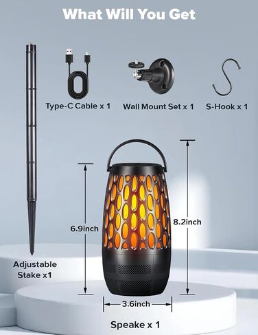Upgraded Outdoor Speakers with Flame & RGB Lights, 10W HD Stereo, Bluetooth 5.3 Auto-Pairing, Multi-Sync 100+ Speakers, IPX6 Waterproof, Perfect for Patio, Pool, Party | Gifts for Men & Women (2Pack) in Saudi Arabia