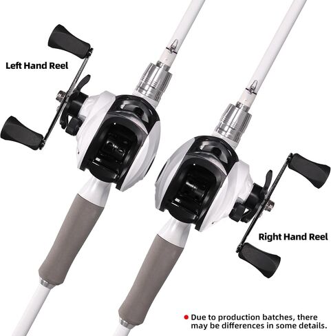 Kilitn Fishing Rod and Reel Combo, White Color Baitcasting Combo Baitcast Reel, 2-Piece Baitcaster Rod, Durable Fiberglass with Comfortable EVA Handle in Kuwait