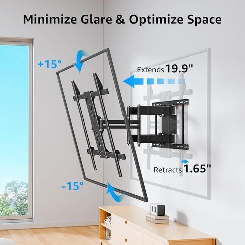 Mountup Huffy Duty Full Motion Wall Wall Mount مقابل 50-110 بوصة أجهزة تلفزيون كبيرة ، ويحتوي على 250 رطلاً ، و 1.65 "شريحة تلفزيونية ضئيلة مع التمديد ، والدوار والميل ، و preasesembled ، و Max Vesa 800x600mm ، و Fits 12-24" ، MU0096 in Saudi Arabia