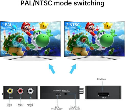 محول HDMI إلى RCA ، HDMI إلى AV Adapter Adapter Audio Converter يدعم PAL/NTSC للتلفزيون الأقدم ، وعصا التلفزيون ، وأقراص DVD ، و Android TVS Box in Saudi Arabia