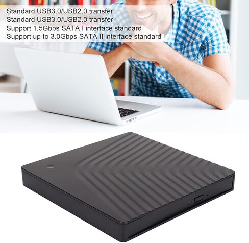 Diooche Highspeed USB 3.0 مربع محرك أقراص DVD الخارجي لجهاز الكمبيوتر المحمول - حاوية محرك بصري محمول ، متوافق مع 12.7 مم DVD RW لـ و in Saudi Arabia