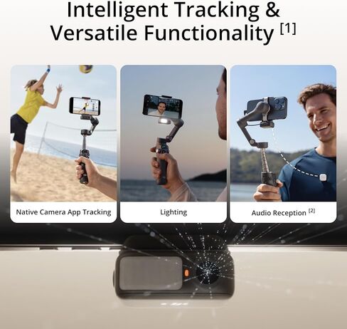 DJI Osmo Mobile 7P Gimbal Stabilizer for iPhone, Android Phone, Native Tracking, Lighting, 3-Axis, Built-in Extension Rod & Tripod, 10hrs Use, Bundle with Charger & 2 Lapel Microphones in Saudi Arabia