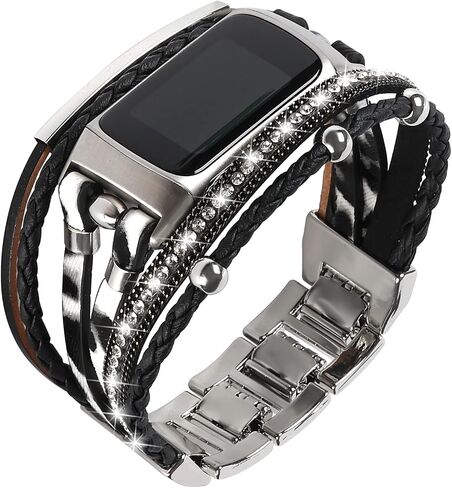 نطاقات جلدية متوافقة مع شحن Fitbit 6/Charge 5 نطاقات للنساء ، Boho المصنوعة يدويًا بملاحف الأوساط البديلة لحزام المجوهر in Saudi Arabia
