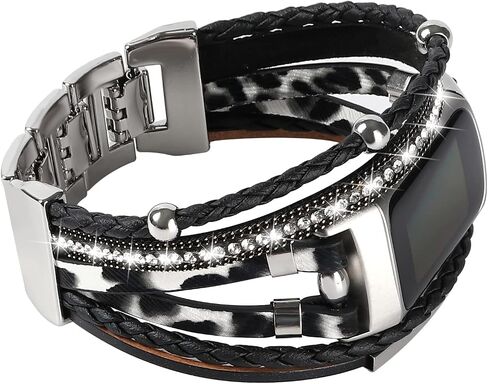 نطاقات جلدية متوافقة مع شحن Fitbit 6/Charge 5 نطاقات للنساء ، Boho المصنوعة يدويًا بملاحف الأوساط البديلة لحزام المجوهر in Saudi Arabia