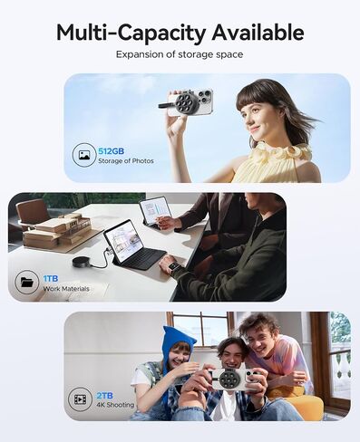 ORICO MINISNAP 2 TB SSD الخارجي ، تصميم كأس مغناطيسي وساحات ، حامل قابل للطي للهاتف ، يدعم USB 3.2 Gen2*2 (2000 ميجابايت/ثانية) ، USB 3.2 Gen2 (1000MB/S) in Saudi Arabia