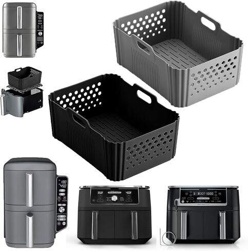 Air Fryer Silicone Liners for COSORI Air Fryer 9-in-1 5QT 5.8QT 6QT 6.8QT,2 Pcs Reusable Square Airfryer Liners for Ninja/Instant Pot Vortex Plus/Paris Hilton/Chefman/Cuisinart/Gourmia 6QT in Kuwait