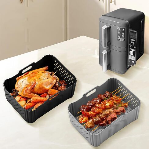 Air Fryer Silicone Liners for COSORI Air Fryer 9-in-1 5QT 5.8QT 6QT 6.8QT,2 Pcs Reusable Square Airfryer Liners for Ninja/Instant Pot Vortex Plus/Paris Hilton/Chefman/Cuisinart/Gourmia 6QT in Kuwait
