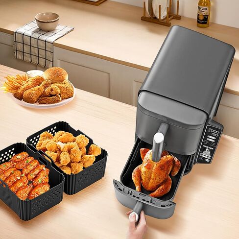 Air Fryer Silicone Liners for COSORI Air Fryer 9-in-1 5QT 5.8QT 6QT 6.8QT,2 Pcs Reusable Square Airfryer Liners for Ninja/Instant Pot Vortex Plus/Paris Hilton/Chefman/Cuisinart/Gourmia 6QT in Kuwait