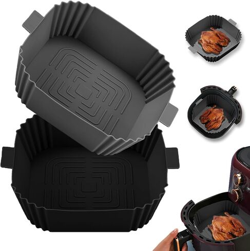 Air Fryer Silicone Liners for COSORI Air Fryer 9-in-1 5QT 5.8QT 6QT 6.8QT,2 Pcs Reusable Square Airfryer Liners for Ninja/Instant Pot Vortex Plus/Paris Hilton/Chefman/Cuisinart/Gourmia 6QT in Kuwait