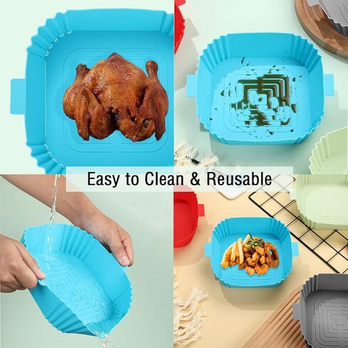 Air Fryer Silicone Liners for COSORI Air Fryer 9-in-1 5QT 5.8QT 6QT 6.8QT,2 Pcs Reusable Square Airfryer Liners for Ninja/Instant Pot Vortex Plus/Paris Hilton/Chefman/Cuisinart/Gourmia 6QT in Kuwait