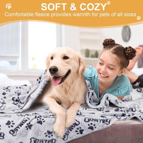 1 Pack 3 Dog Blankets, 31x41Inch Upgraded Dog Cat Flannel Blankets Washable, Dog Blanket Soft Pet Throw Cover for Kennel Bed, Cute Paw Pattern, Pet Blanket, Medium Small Dogs, Grey in Saudi Arabia