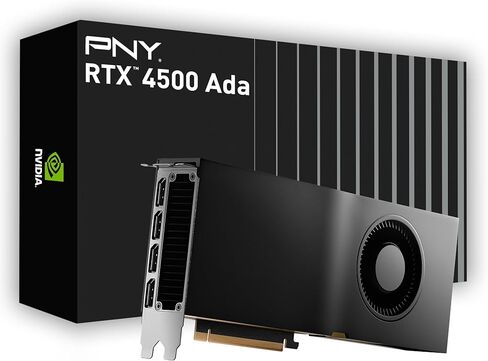 PNY NVIDIA RTX 4500 ADA Generation 24GB GDDR6 PCI Express 4.0 SLOT 4X DisplayPort ، دعم 8K ، مروحة هادئة هادئة in Saudi Arabia