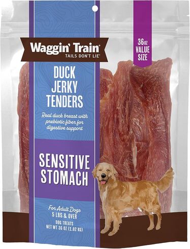 Waggin' Train Duck Jerky Tenders للمعدة الحساسة للكلاب - كيس 12 أونصة - خالي من الحبوب، علاج عالي البروتين للكلاب in Saudi Arabia