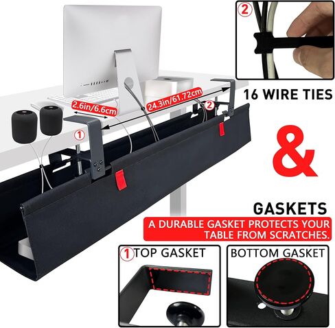 [Upgraded] Under Desk Cable Management, 36" Cord Organizer, with Silicone Pads (No Scratch!), 16 Cable Ties, Washable PE Honeycomb Base,Fits Any Desk 0-2.1", No Stinky Cardboard! Beige in Saudi Arabia