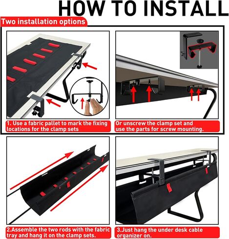 [Upgraded] Under Desk Cable Management, 36" Cord Organizer, with Silicone Pads (No Scratch!), 16 Cable Ties, Washable PE Honeycomb Base,Fits Any Desk 0-2.1", No Stinky Cardboard! Beige in Saudi Arabia