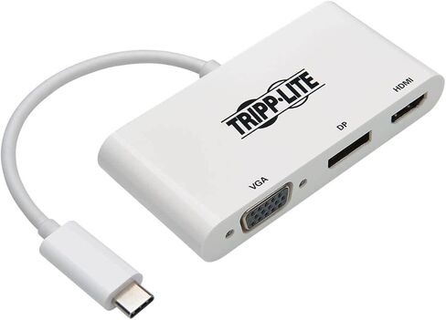 Tripp Lite USB C to HDMI/DisplayPort/VGA Adapter (M/F), USB 3.1 Gen 1, Thunderbolt 3 to HDMI/DisplayPort/VGA, 4K Adapter, White (U444-06N-HVDPW) in Saudi Arabia