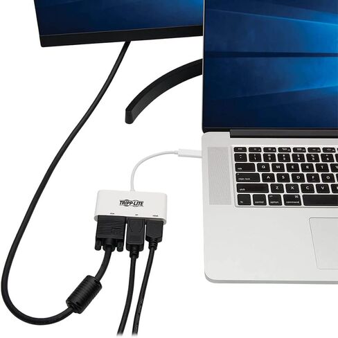 Tripp Lite USB C to HDMI/DisplayPort/VGA Adapter (M/F), USB 3.1 Gen 1, Thunderbolt 3 to HDMI/DisplayPort/VGA, 4K Adapter, White (U444-06N-HVDPW) in Saudi Arabia