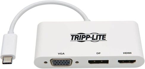 Tripp Lite USB C to HDMI/DisplayPort/VGA Adapter (M/F), USB 3.1 Gen 1, Thunderbolt 3 to HDMI/DisplayPort/VGA, 4K Adapter, White (U444-06N-HVDPW) in Saudi Arabia