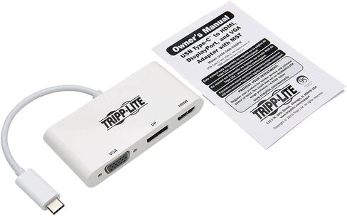 Tripp Lite USB C to HDMI/DisplayPort/VGA Adapter (M/F), USB 3.1 Gen 1, Thunderbolt 3 to HDMI/DisplayPort/VGA, 4K Adapter, White (U444-06N-HVDPW) in Saudi Arabia