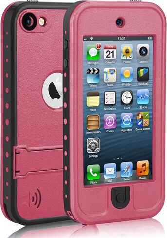 حالة مقاومة للماء لـ iPod Touch 7/6/5 مقاومة للصدمات ومقاومة للغبار غلاف واقٍ كامل الجسم للسباحة والرياضة في الهواء الطلق والمطر والثلوج - متوافقة مع Itouch 5/6/7th الجيل (الوردي) in Kuwait