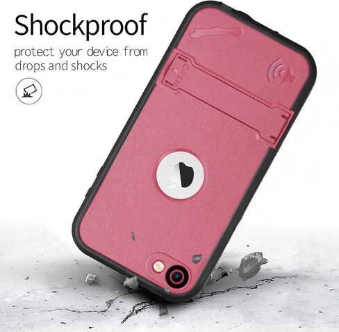 حالة مقاومة للماء لـ iPod Touch 7/6/5 مقاومة للصدمات ومقاومة للغبار غلاف واقٍ كامل الجسم للسباحة والرياضة في الهواء الطلق والمطر والثلوج - متوافقة مع Itouch 5/6/7th الجيل (الوردي) in Kuwait